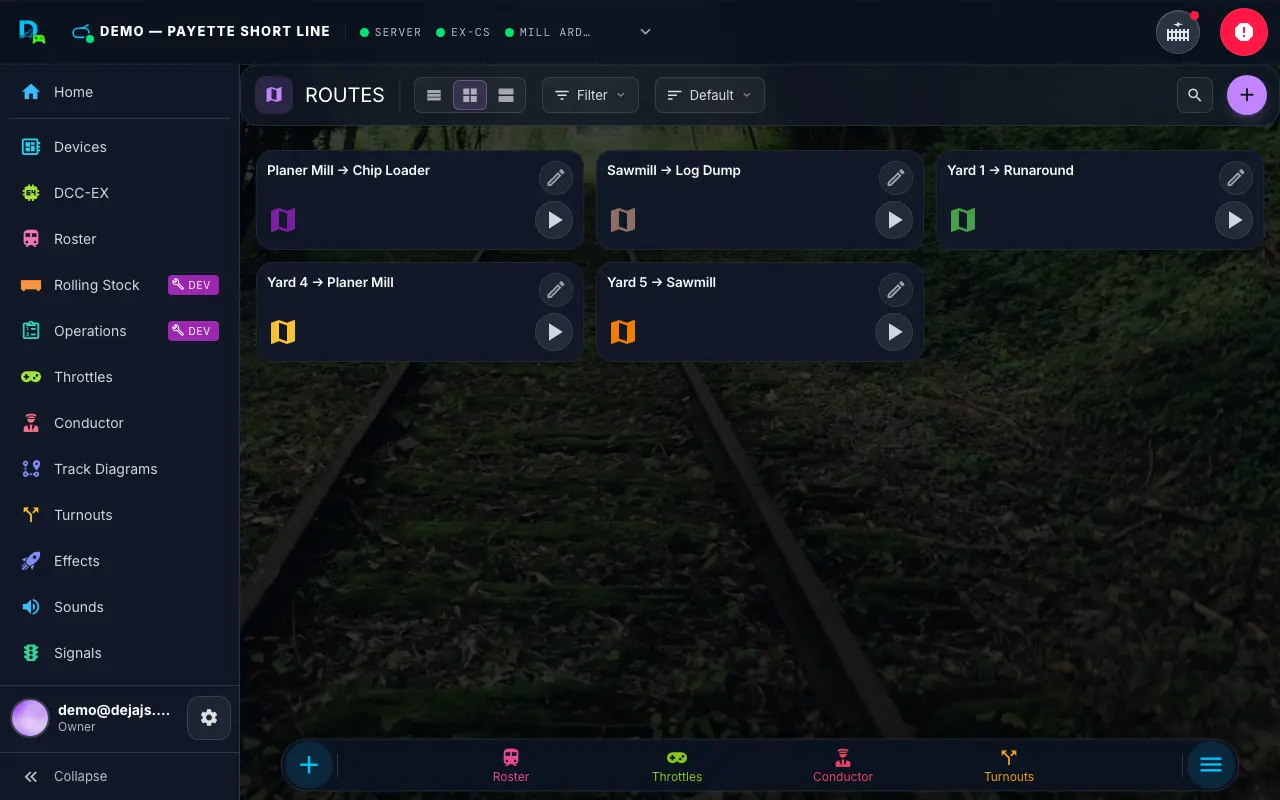 Routes on desktop