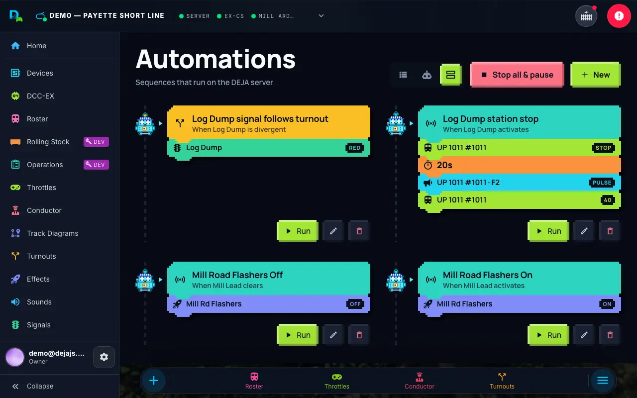 The Automations page