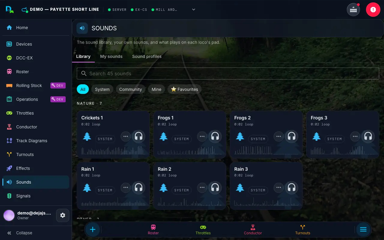 The Sounds Library tab