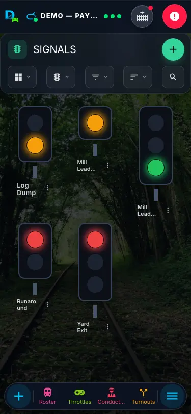 Signals list with aspect indicators