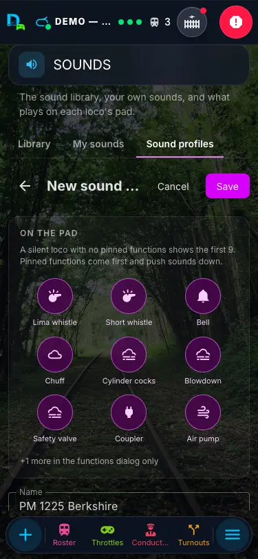 The profile editor on a phone